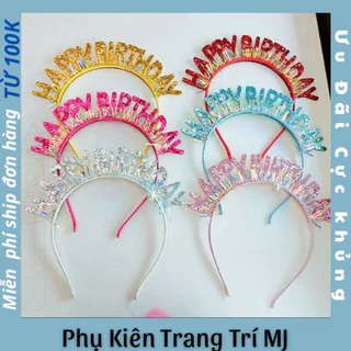 Bờm Băng Đô Cài Tóc Chữ Happybirthday Loại Đẹp Đính Đá [Ảnh Thật]