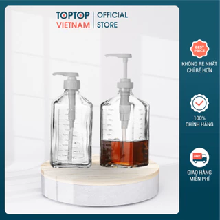 Bình Bơm đường, Siro Thủy Tinh Có Vòi Pump 1100ml, Nhựa 1600ml - Dụng cụ Pha Chế