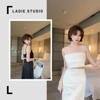 Áo 2 dây nữ gập ly bản to dáng Croptop, Felicia Top, AO61, Ladie Studio