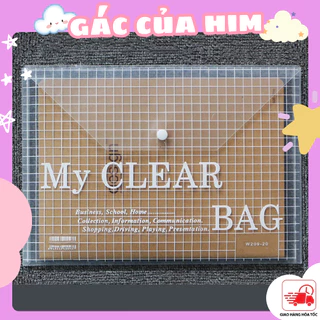 Bìa đựng tài liệu văn phòng phẩm A4, túi my clear bag trong suốt đựng tài liệu giấy a4