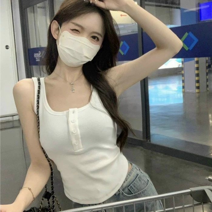 Áo ba lỗ nữ khuy cài ngực kèm mút vạt bầu siêu sexy mẫu mới siêu hot Maia Aobalo023 P13k10