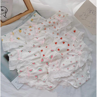 Quần lót cotton viền ren hoạ tiết dễ thương dành cho nữ