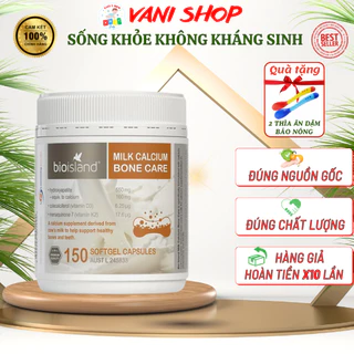 Canxi Sữa Hữu Cơ Bioisland Milk Calcium Bone Care 150v, Tăng Cường Canxi Cho Mẹ Bầu Chống Còi Xương Dị Tật Thai Nhi