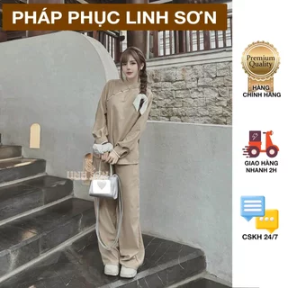 Basic taybo - Đồ lam đi chùa cho nữ bộ pháp phục màu Be, vải đũi xước cúc chéo đi lễ chùa thanh lịch- Pháp Phục Linh Sơn