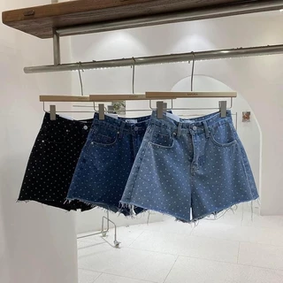 Quần short  jeans nữ lai tua chấm bi(mua tử 2sp tặng thắt lưng)- Quần Short MYK Jeans