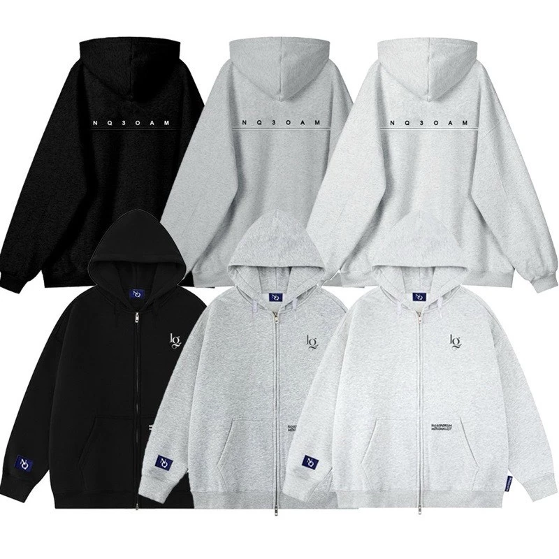 Áo Hoodie Zip Thêu NQ30 AM Form Rộng Unisex , Áo Khoác Nỉ Nam Nữ Hàng Chuẩn Fun Tag Mác