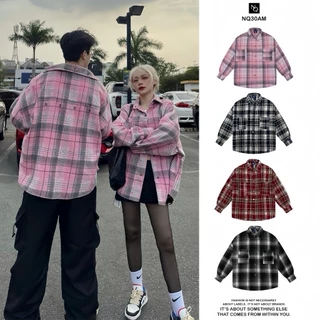 Áo Sơ Mi Flannel NQ30 AM Form Rộng Chất Nỉ Dạ , Sơ Mi Nam Nữ Tay Dài Flannel Có Mũ Và Không Mũ Fun Tag Mác