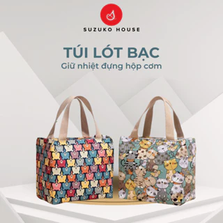 Túi đựng hộp cơm, SUZUKO HOUSE vải Canvas lót bạc dày chống thấm nước giữ nhiệt đựng cơm trưa đồ ăn đi làm văn phòng TV1