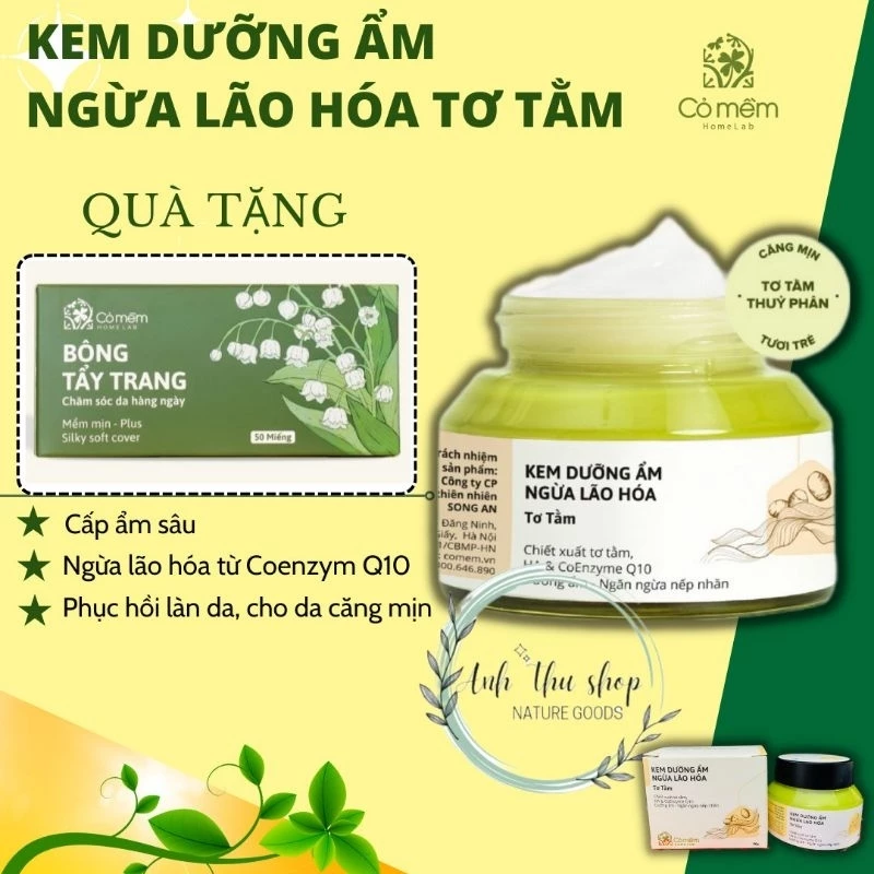 Kem Dưỡng Ẩm Ngừa Lão Hoá Da Tơ Tằm Cỏ Mềm 50g