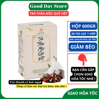 Trà thảo mộc Quê Việt hỗ trợ giảm cân an toàn,giúp thanh nhiệt mát gan,ngủ ngon,tốt cho người lớn tuổi - Good Day Store