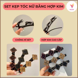 COMBO SET 3 Kẹp Tóc Nữ Bằng Hợp Kim Cao Cấp Đính Đá Sang Trọng