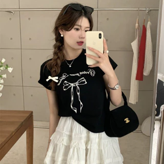 Áo Thun Baby Tee Hình Nơ Ngắn Tay Xắn Bacsic Phong Cách Hàn Quốc  Chất Cotton 100% Bb10