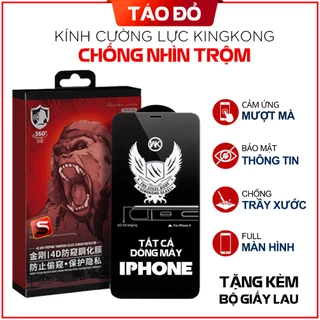 Kính Cường Lực Chống Nhìn Trộm IP 7plus 8 plus X XS XSMAX 11 XR 12 13 14 15 PRO PROMAX PLUS KINGKONG FULL MÀN