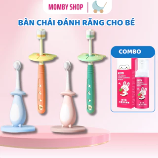 Bàn chải đánh răng cho bé STARRY, siêu mềm xoay 360 cho bé từ 1 tuổi tập đánh răng có vách ngăn an toàn - Momby Shop