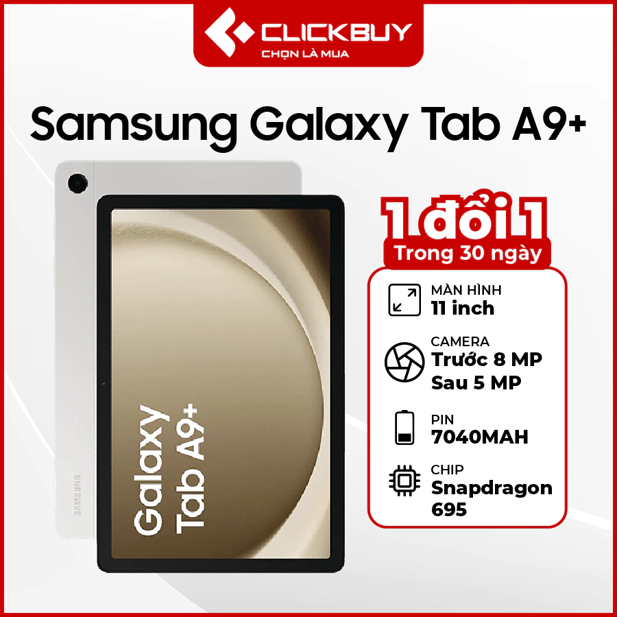 Máy tính bảng Samsung Galaxy Tab A9+ (wifi) 4GB 64GB - trọng lượng 480g, camera sắc nét, hiệu năng ổn định, màn hình lớn