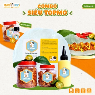 Bánh tráng phơi sương CATSKY FOOD combo bánh tráng đồ ăn vặt - Bơ béo +Tóp Mỡ + Ruốc Tép + Sốt Tắc [CB SIÊU TÓP MỠ]