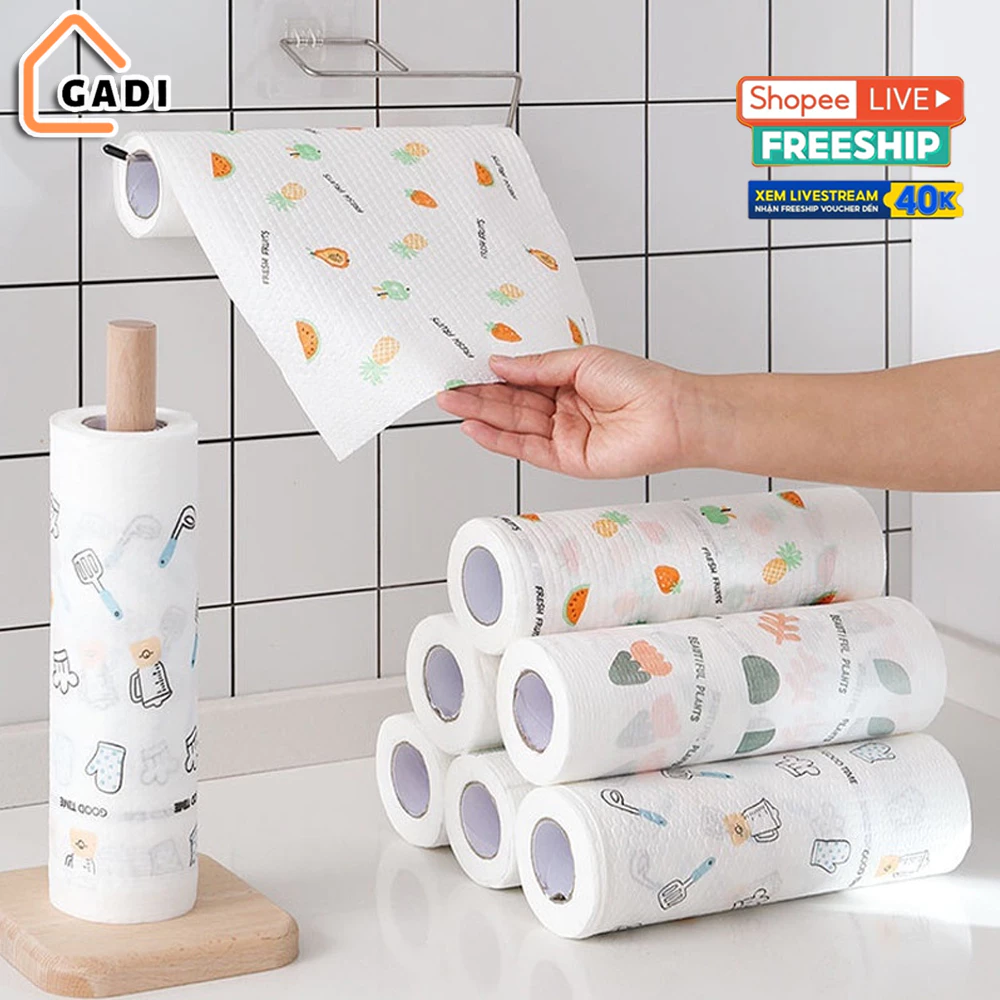 Cuộn 100-200 Khăn Giấy Vải Lau Đa Năng, Lau Bếp, Lau Chén Bát, Có Thể Tái Sử Dụng, Siêu Thấm Hút.