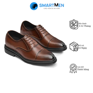 Giày tây da bò nam công sở SmartMen GD400 Nâu