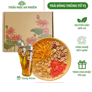 Trà đông trùng 4 vị thảo mộc (30 Gói Kèm Chai HOẶC Túi Lọc) đẹp da, chống lão hoá, dễ ngủ-giải nhiệt