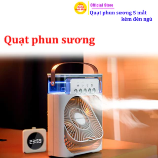 Quạt hơi nước mini, quạt phun sương để bàn điều hòa 5 mắt phun dung tích 600ml - GDAH