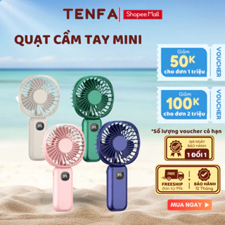 Quạt cầm tay mini METIS quạt tích điện mini tích hợp đèn pin sạc dự phòng 3 trong 1 tiện lợi 4000mAh