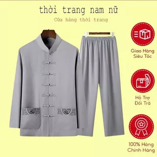 Bộ Đũi Nam cổ tàu dài tay ( Mát - Nhẹ Như Không)