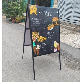 Khung sắt Standee ngoài trời 2 mặt trưng bày menu quán