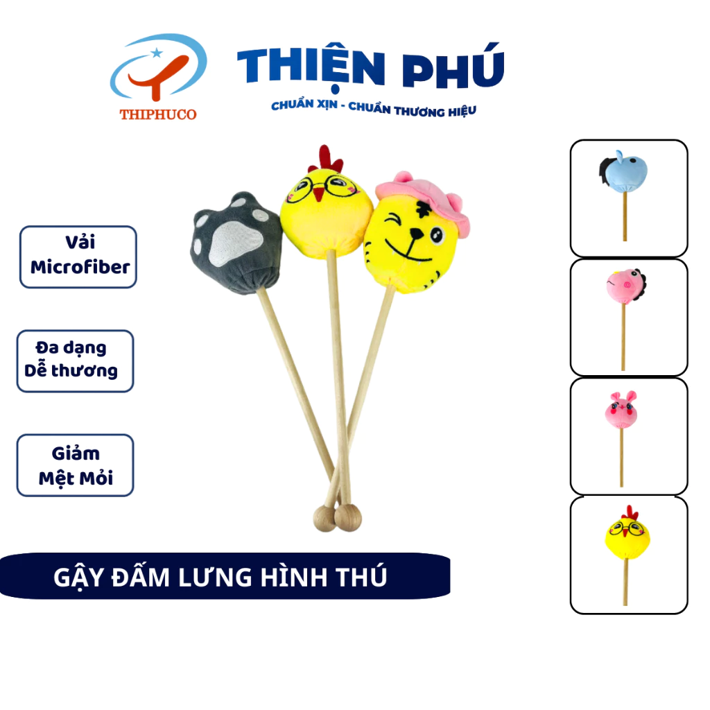 Cây Đấm Lưng Thú Nhồi Bông Cao Cấp Thiện Phú, Gậy Đấm Lưng Thư Giản Mềm Mịn Đáng Yêu