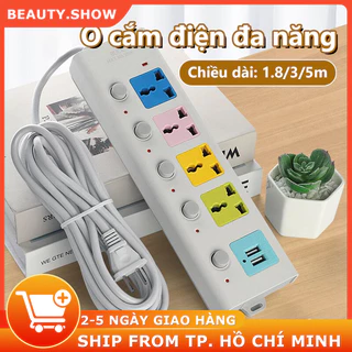 Ổ cắm điện đa năng 7 Cổng Sạc USB 2 Cáp USB 3 Và 5M Dây Cáp Dày Chất Lượng Cao 100% Chính Hãng 2023New