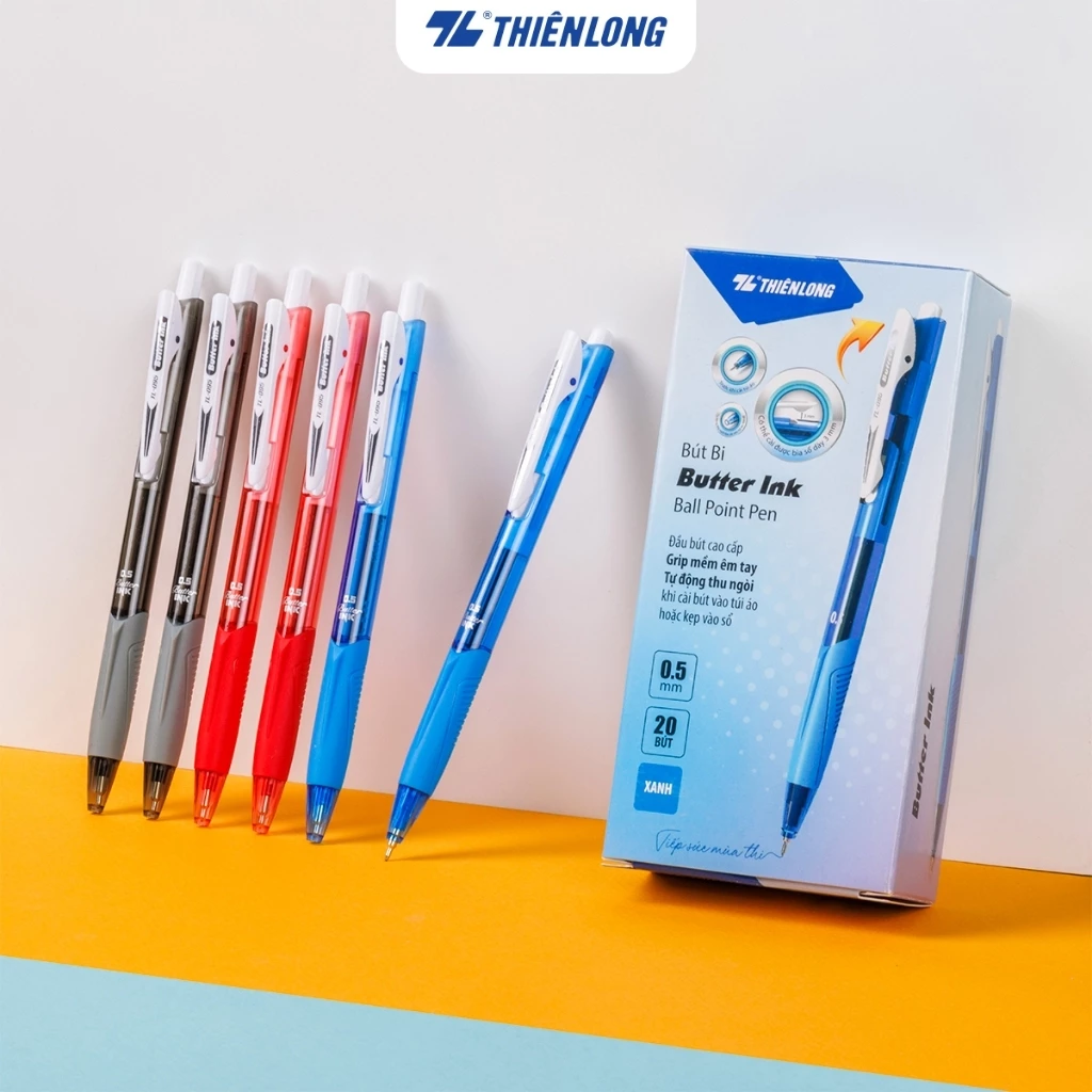 Combo 5/10/20 Bút bi Thiên Long TL-095 Butter Ink - Viết bi ngòi 0.5mm kiểu dáng hiện đại cầm tay thoải mái nét đều trơn