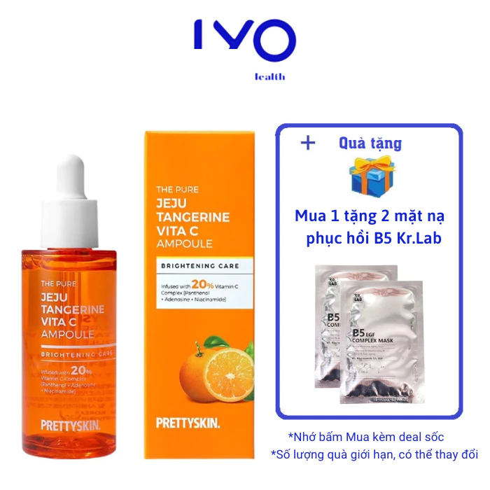 Serum Tinh Chất Prettyskin The Pure Jeju Tangerine Vita C Ampoule Dưỡng Ẩm & Làm Trắng Da 52ml