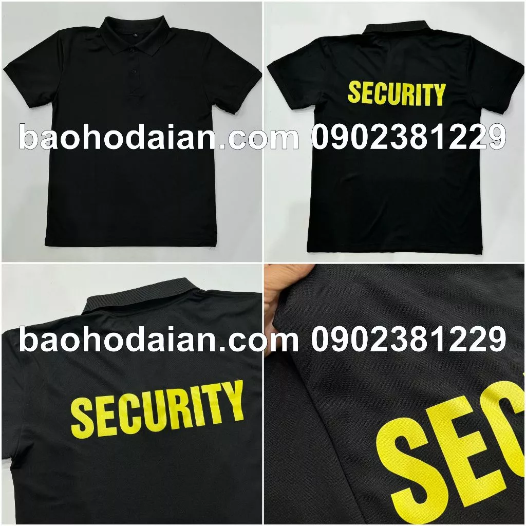 Áo thun bảo vệ màu đen Security sau lưng
