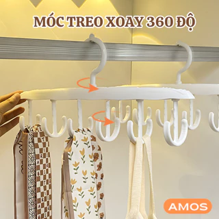 Móc treo đồ đa năng, móc nhựa 12 móc treo đồ lót, thắt lưng, cà vạt, áo 2 dây xoay 360 độ tiện lợi