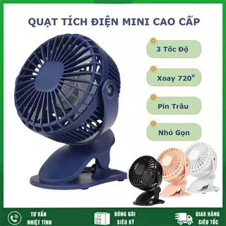 Quạt tích điện mini để bàn đa năng AF-01, Quạt kẹp xe nôi xe đẩy sạc tích điện pin trâu, độ ồn thấp, 3 mức gió