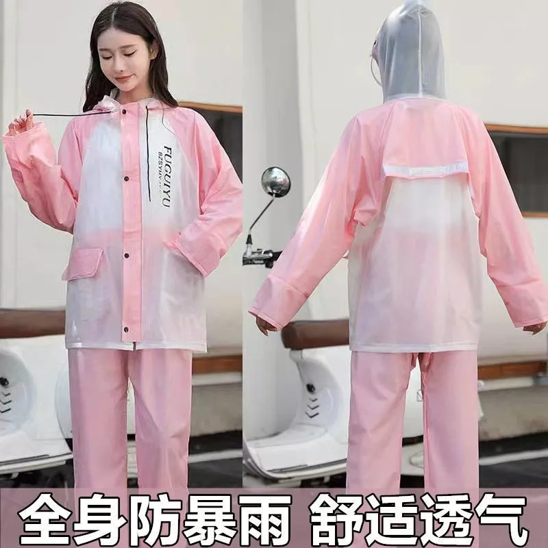 Bộ Quần Áo Mưa Mỏng Tay Dài Chất Lượng Cao Mới Bộ phù hợp màu sắc chia đôi thoáng khí chống mưa đi bộ đường dài xe điện