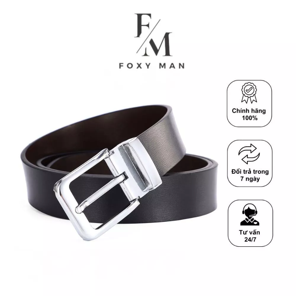[LỖI 1 ĐỔI 1] Thắt Lưng Nam, Dây Nịt Nam da cao cấp FOXYMAN Thắt Lưng Da Khóa Kim - Khóa Tự Động Không Gỉ