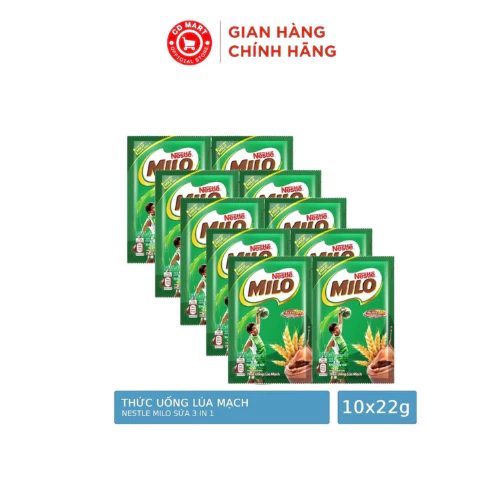 Dây 10 gói dạng bột Milo Nestle 22g/gói (giá ko bao gồm hàng tặng)