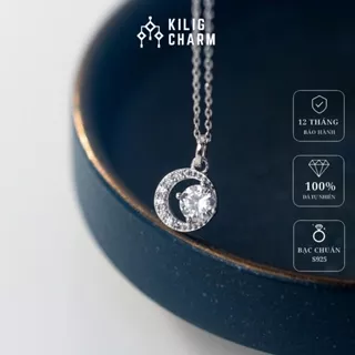 Dây chuyền bạc nữ KILIG CHARM, vòng cổ nữ hình mặt trăng đính đá sang trọng Mystery Moonie- KV25