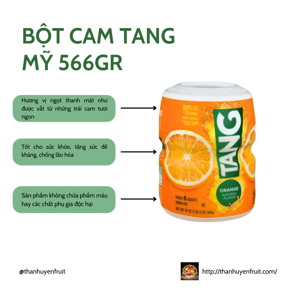 (Trùm sỉ) Bột pha nước cam TANG mỹ chính hãng 566g tốt cho sức khỏe