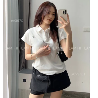 Áo phông polo nữ thun cộc tay freesize cổ bẻ thêu hình Thỏ chữ Min 2 màu Trắng - Ghi by LamHi AP8801