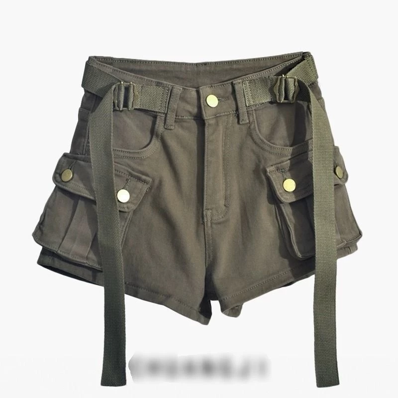 Quần shorts đùi kaki đan dây phối dây kéo - UK alohashop91