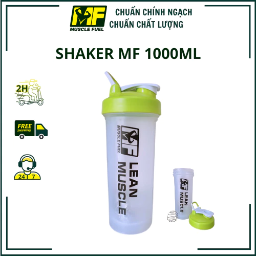 {1000ml} Bình nước, Bình thể thao, Bình Shaker tập Gym Muscle Fuel + Kèm con lắc lò xo