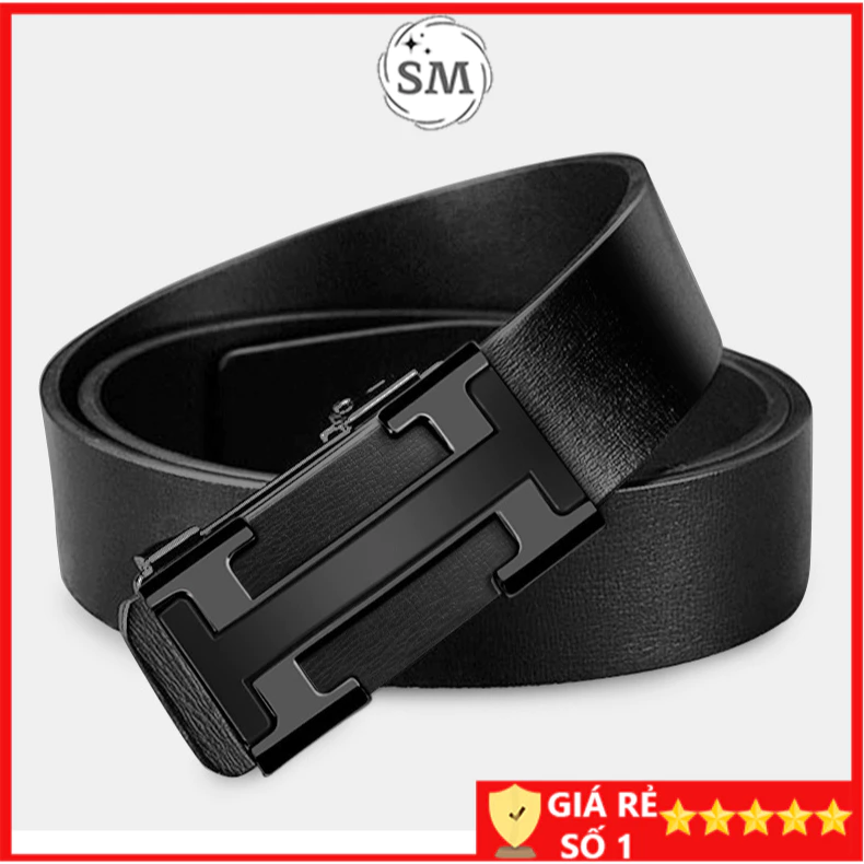 Thắt lưng nam da cao cấp, dây lưng nam mặt khóa tự động sang trọng Nịt da chữ H HĐP001