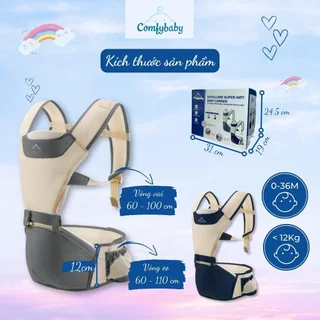 Địu em bé 4 tư thế, lưới Airmesh siêu thoáng Comfybaby YD906 kèm túi, khóa và đệm tháo rời đa dụng