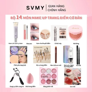 Bộ Trang Điểm Mặt Đầy Đủ 14 Món Svmy,Makeup Tiện Lợi Set Cả Nhân BB Phấn phủ Phấn mắt Mascara Son môi kẻ mắt-BJ-T14B01