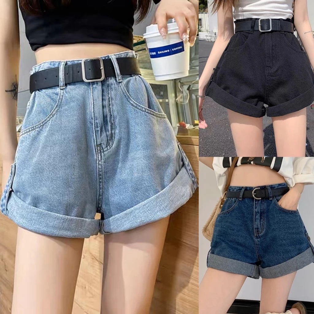 Quần Short Jeans Nữ Quần Đùi BigSize Lưng Cao, phom rộng Kiểu Dáng Lật Lai 4514 4520 MoLi