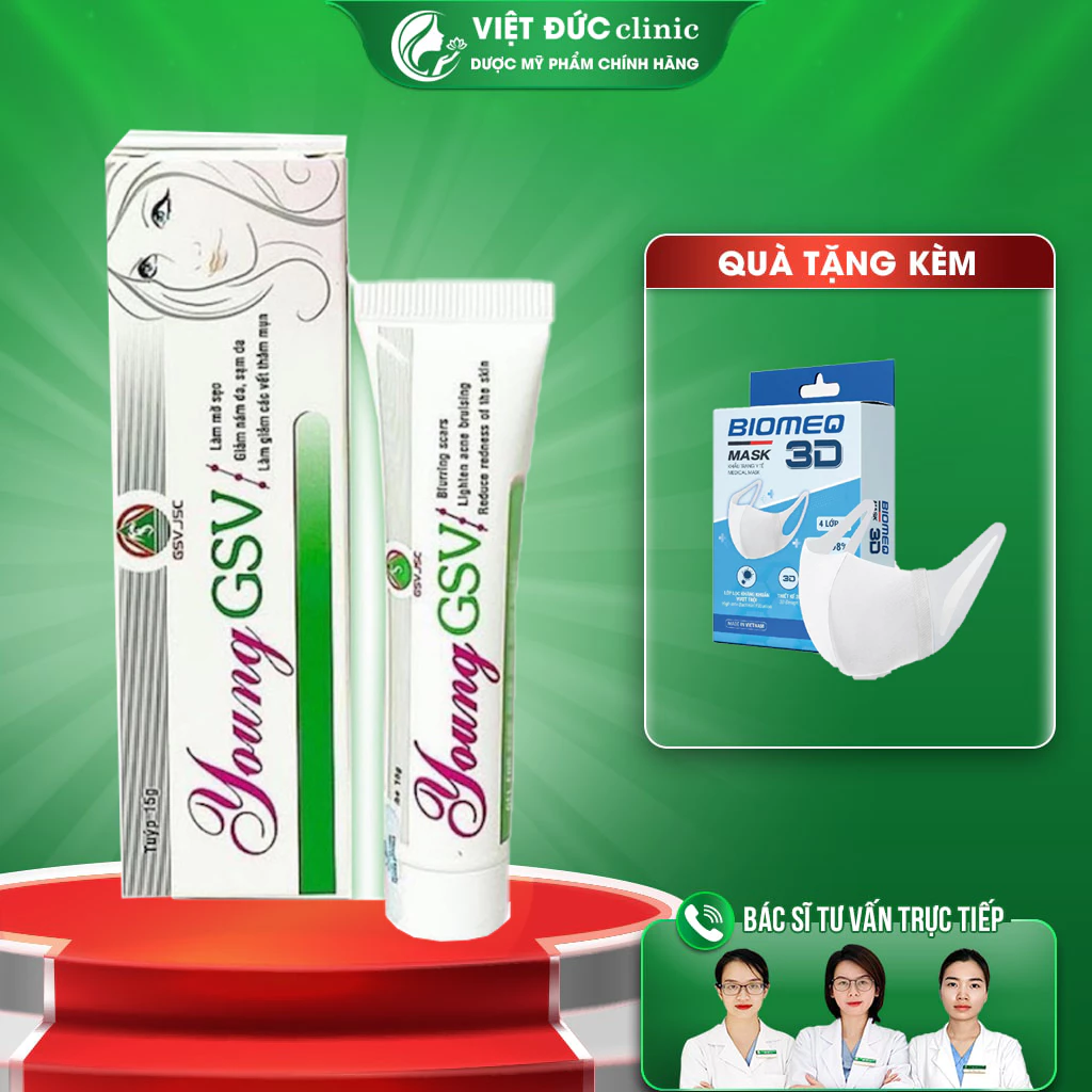 Gel Làm Mờ SẹoYoung GSV , Mờ Thâm Mụn, Giảm Thâm Nám, Sạm Da, Dưỡng Da (Tuýp 15g)