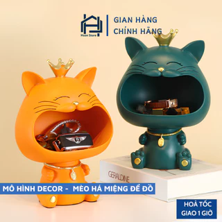 Mèo há miệng để đồ, mô hình giá đỡ decor trang trí nhà cửa, làm quà tặng sang trọng