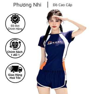 Bộ đồ bơi 2 mảnh quần đùi kiểu dáng thể thao, màu sắc phối nét chất liệu thun cao cấp co giãn 4 chiều