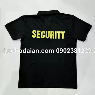Áo thun bảo vệ màu đen in chữ Security sau lưng